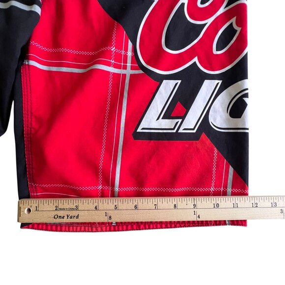 Coors Light Beer Board Shorts Men’s 36 Red Black Swim Trunks Vintage Retro Style - Picture 12 of 15
